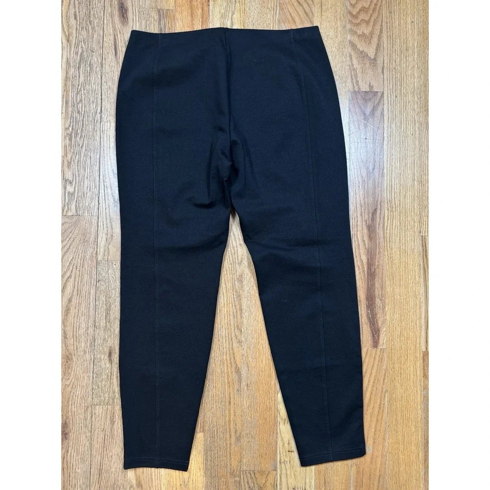 Eileen Fisher Ponte Knit Pull On Pants Women's Sz Large‎ Black Stretch Made USA